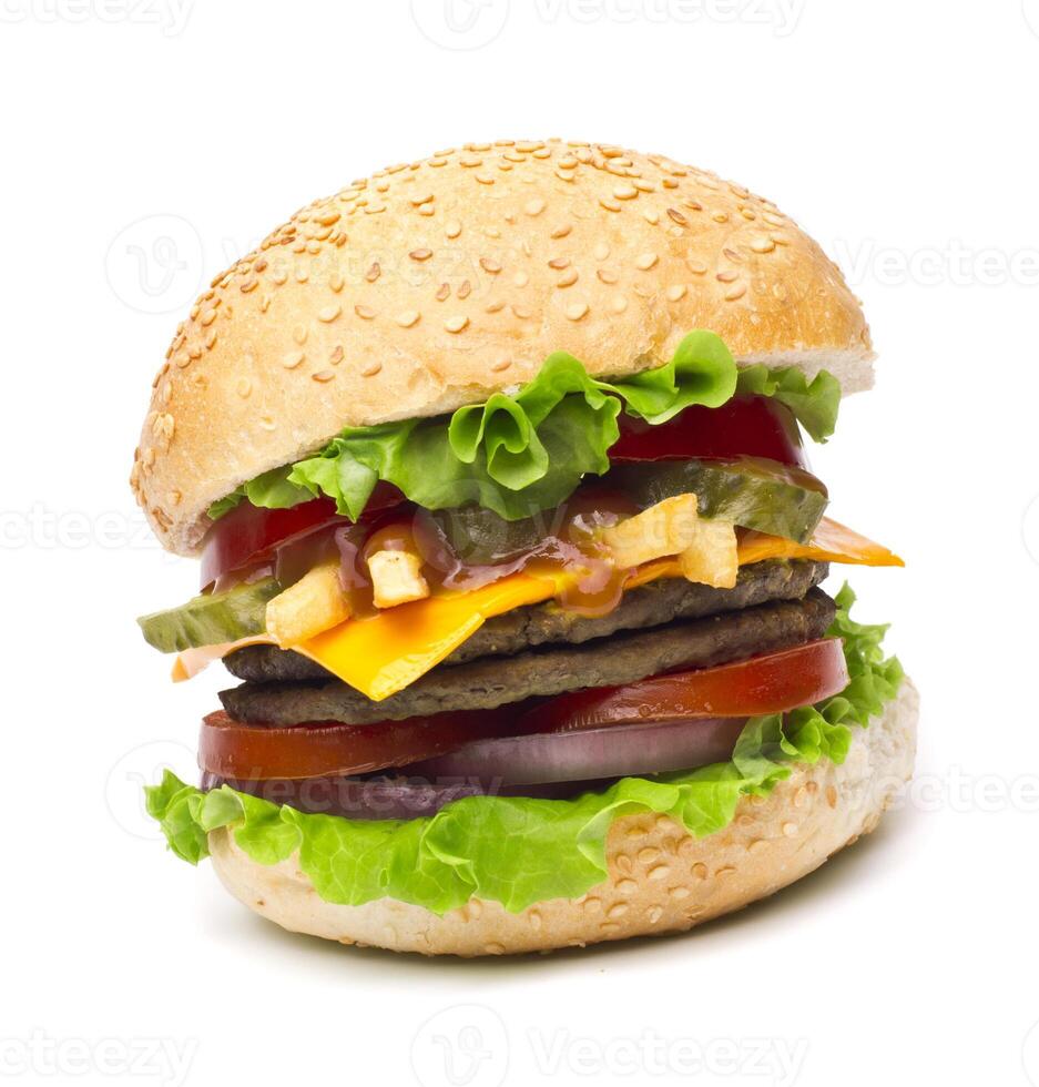 grande Hamburger isolado em branco foto
