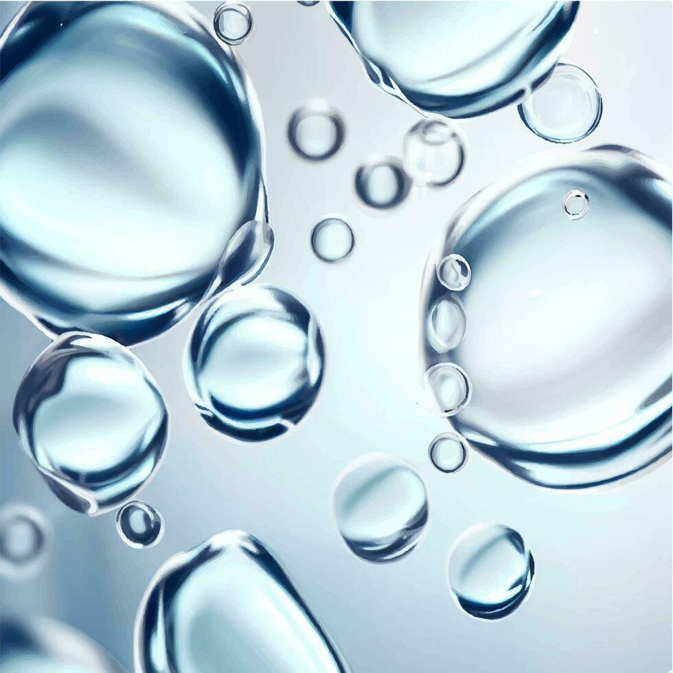 vetor Cosmético essência, líquido bolha, molécula antioxidante do líquido bolha em água 3d fundo. foto