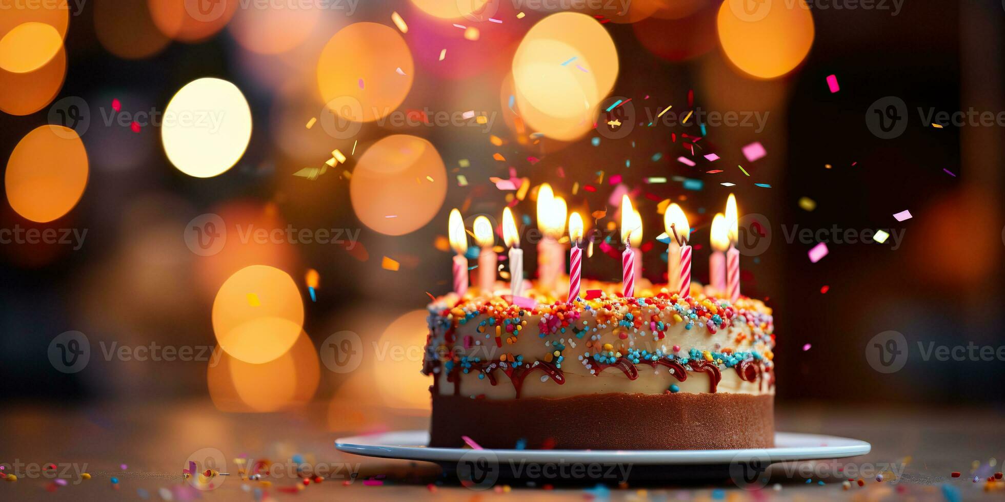 ai gerado. ai generativo. aniversário festa bolo torta mão fez cozido doce deserto com muitos brilhante velas. feliz Diversão vibe. gráfico arte foto