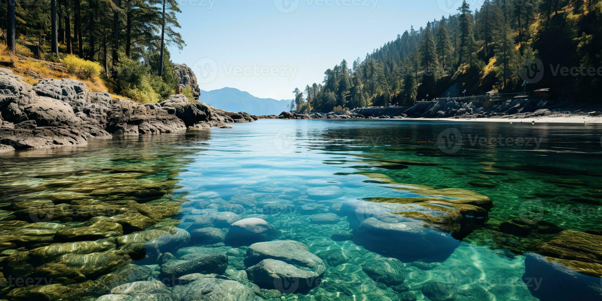 ai gerado. ai generativo. lindo natureza ao ar livre água rio lago embaixo da agua panorama fundo. aventura explorar vibe. gráfico arte foto