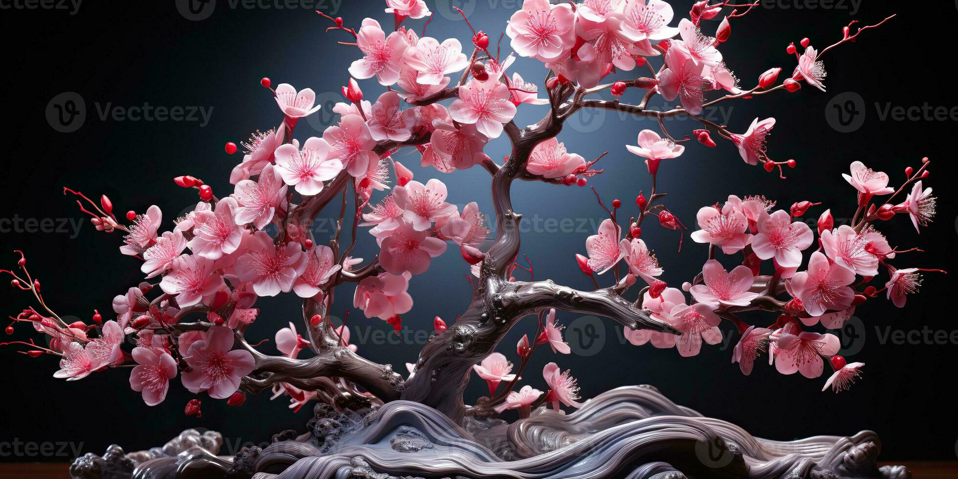 ai gerado. ai generativo. ásia japonês flor plantar sakura cereja Flor pequeno árvore decoração. gráfico arte foto