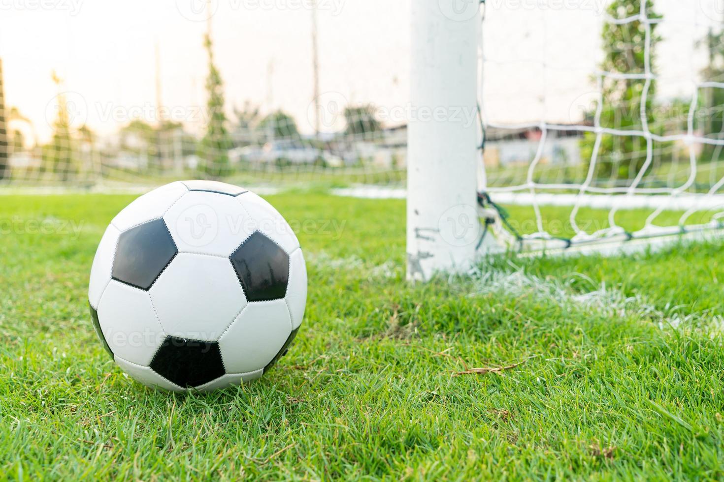 bola de futebol no campo foto