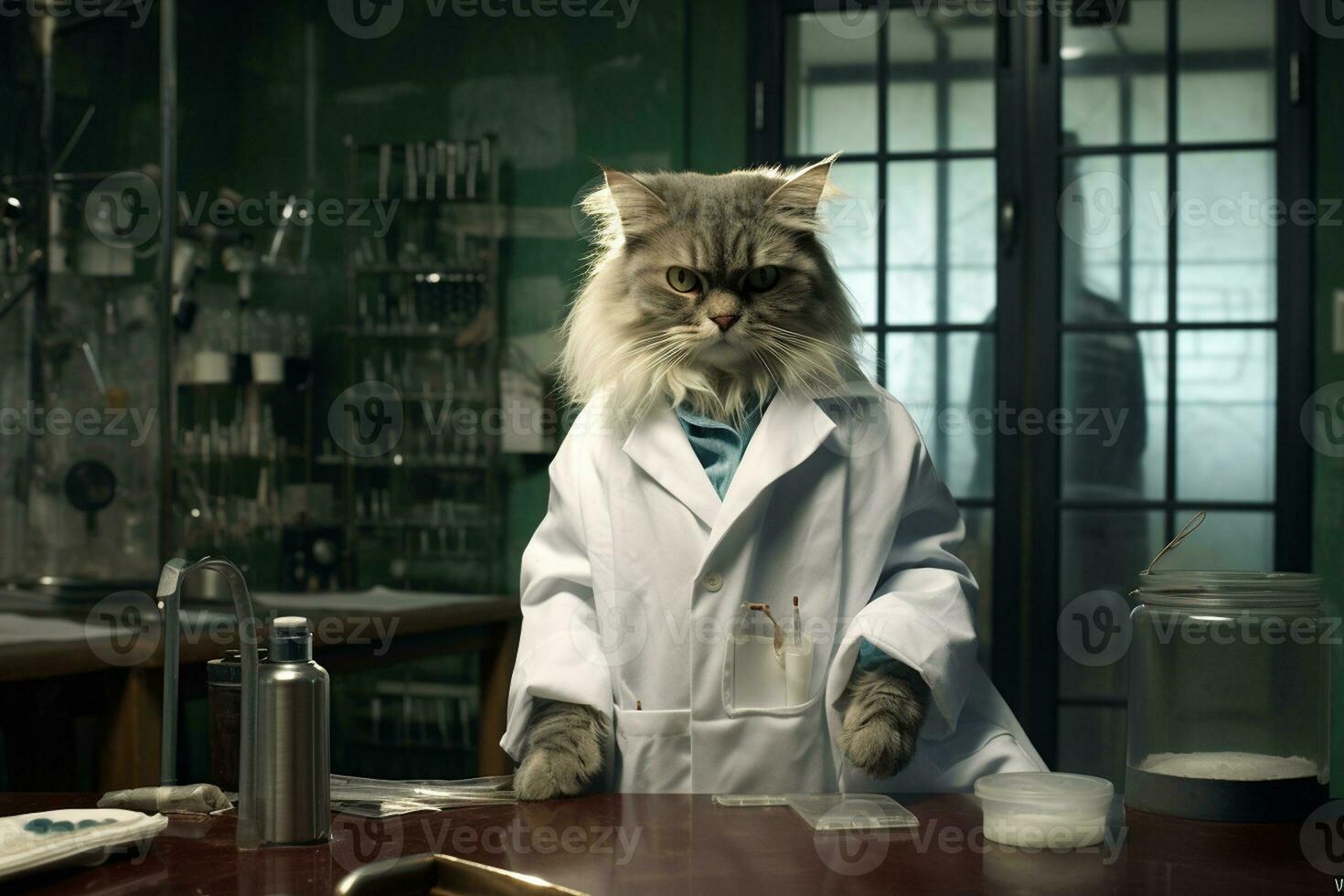 gato dentro médico traje às a clínica. generativo de ai foto