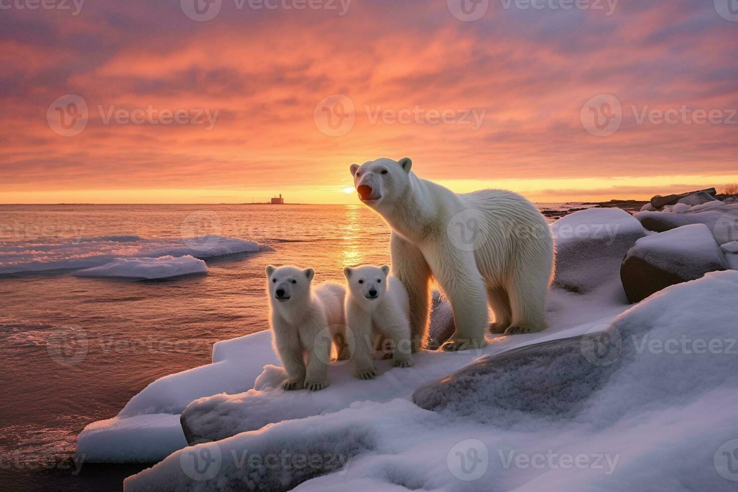 canadense ártico polar Urso família. generativo de ai foto