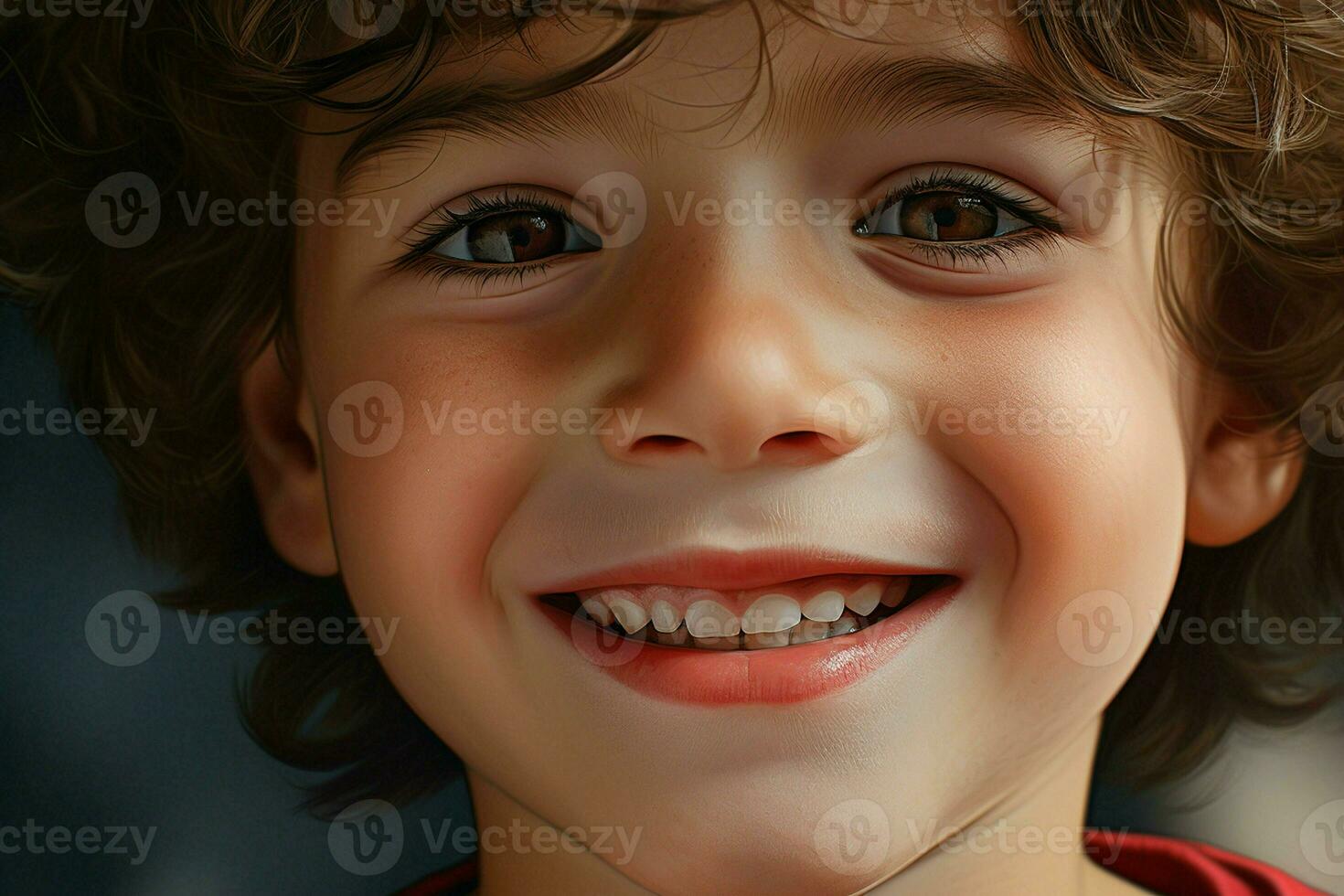 retrato do uma fofa sorridente pequeno garoto. fechar-se. ai gerado pró foto