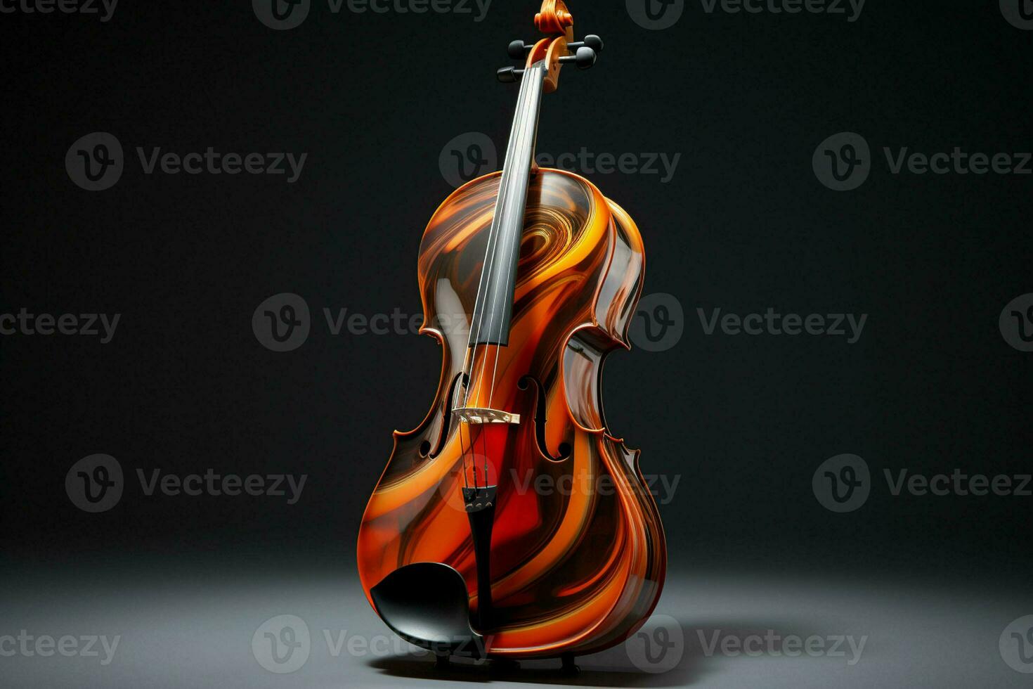 3d render do clássico violino em Sombrio fundo. 3d ilustração. ai gerado pró foto