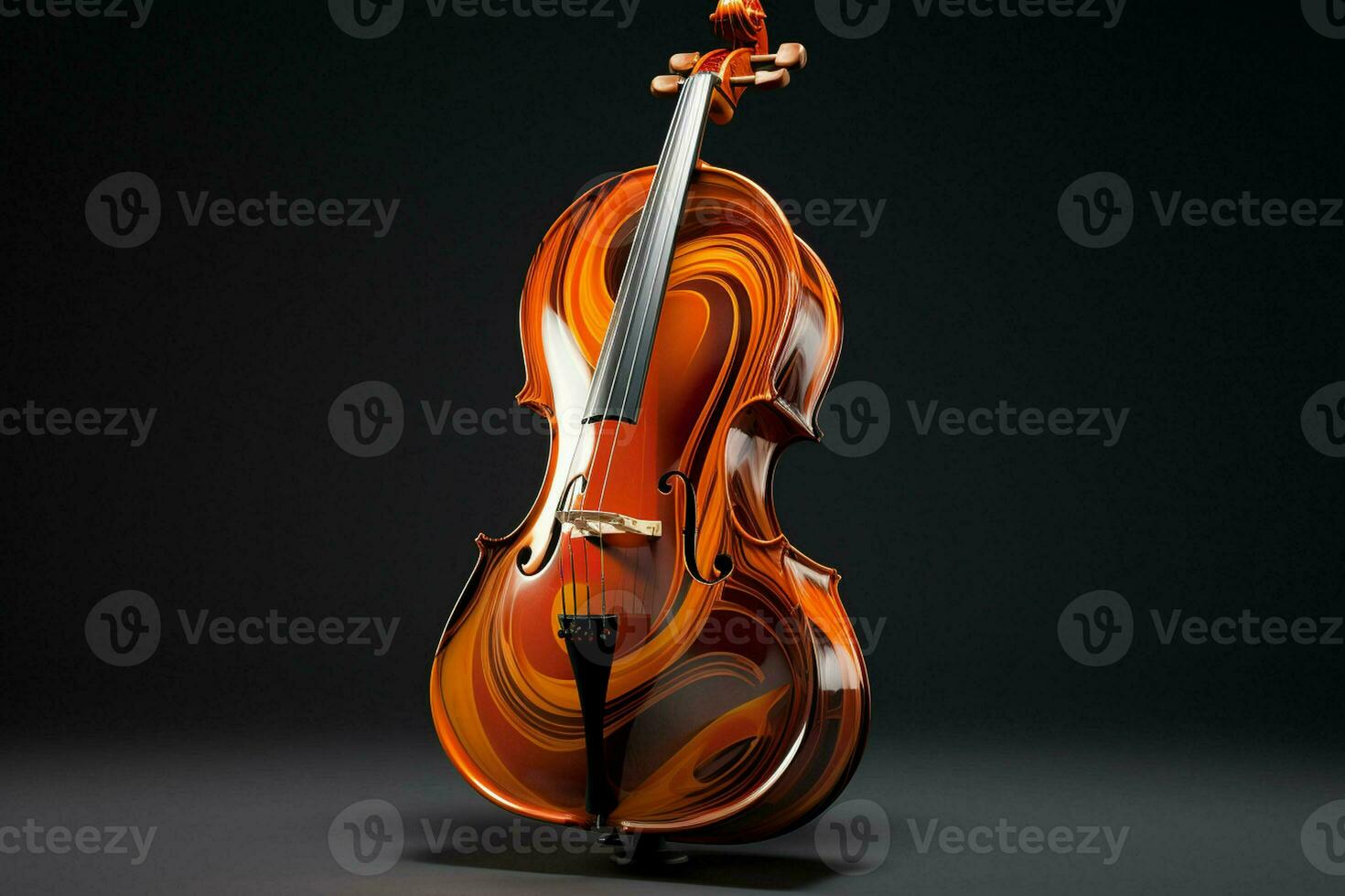 3d render do clássico violino em Sombrio fundo. 3d ilustração. ai gerado pró foto