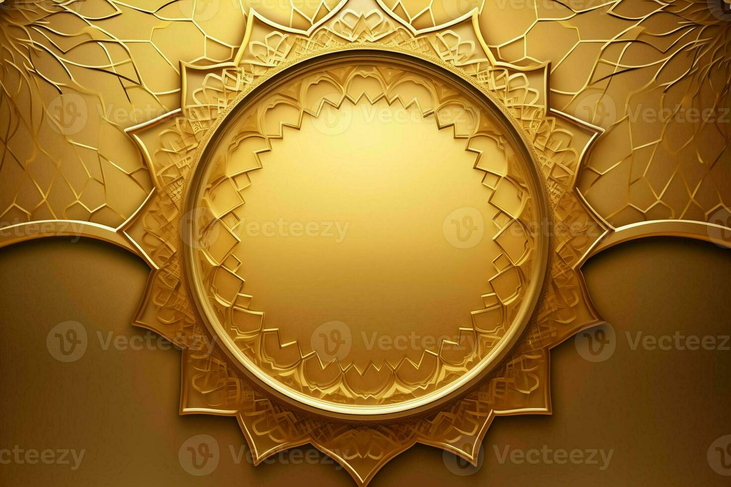 3d ilustração do eid Mubarak fundo com mesquita e dourado lanternas. ai gerado pró foto