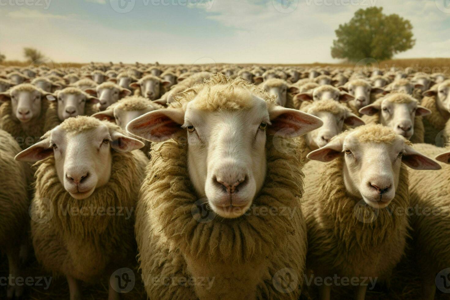 rebanho do ovelha em uma Fazenda dentro a campo dentro a Holanda. ai gerado pró foto