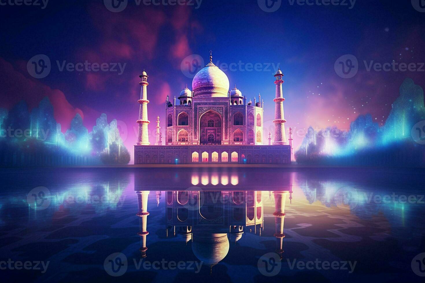 taj mahal com fogos de artifício dentro a fundo, Novo Délhi, Índia. ai gerado pró foto