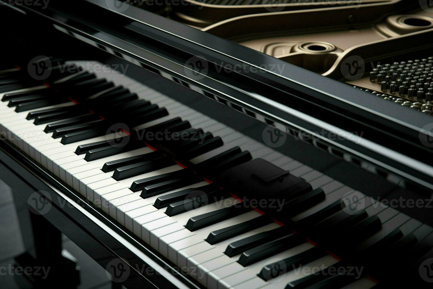 fechar acima Visão do grande piano, entretenimento conceito. ai gerado pró foto