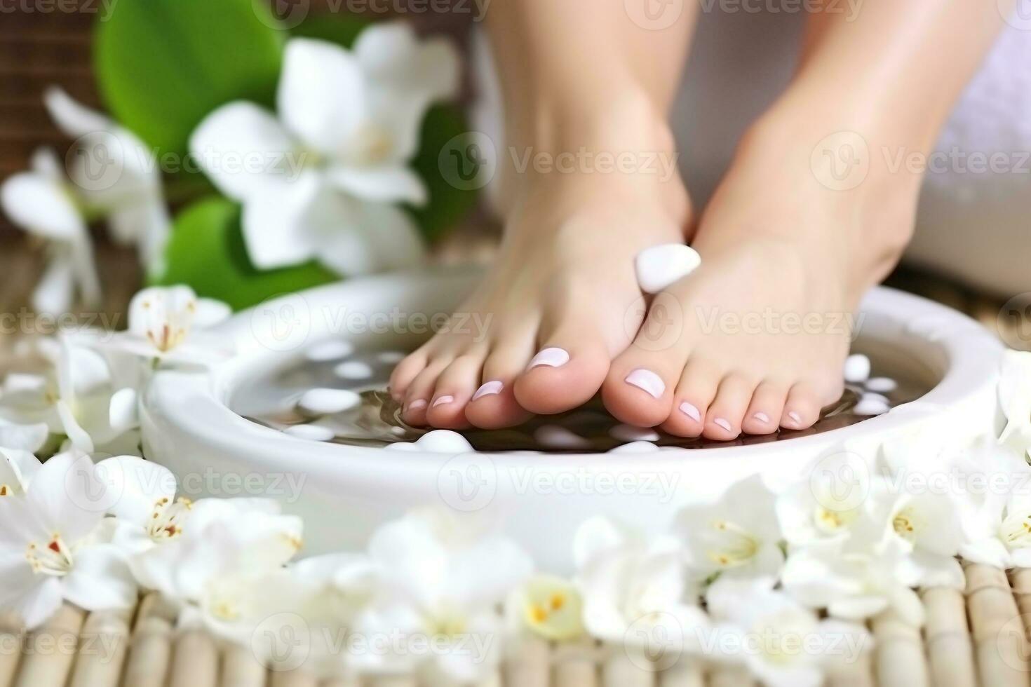 fêmea pés spa para relaxar.generativo ai. foto