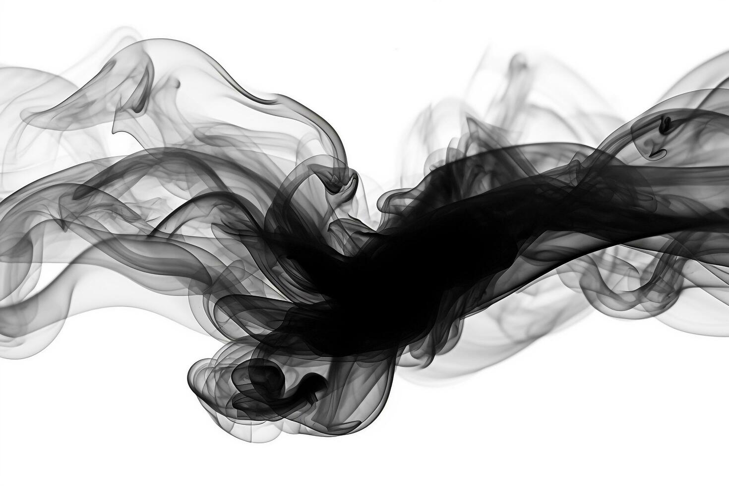 Preto fumaça em uma branco fundo foto