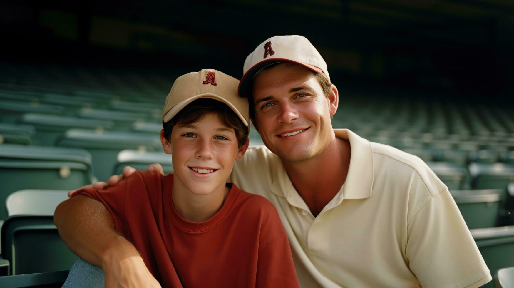 homem e filho em beisebol jogos foto