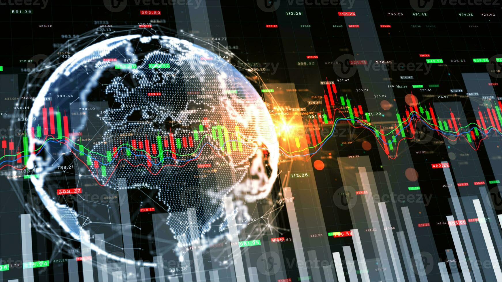 o negócio dados holograma gráfico gráfico estoque troca finança investimento, global finança o negócio investimento estratégia concorrência, investimento segurança dados analytics tecnologia abstrato fundo. foto