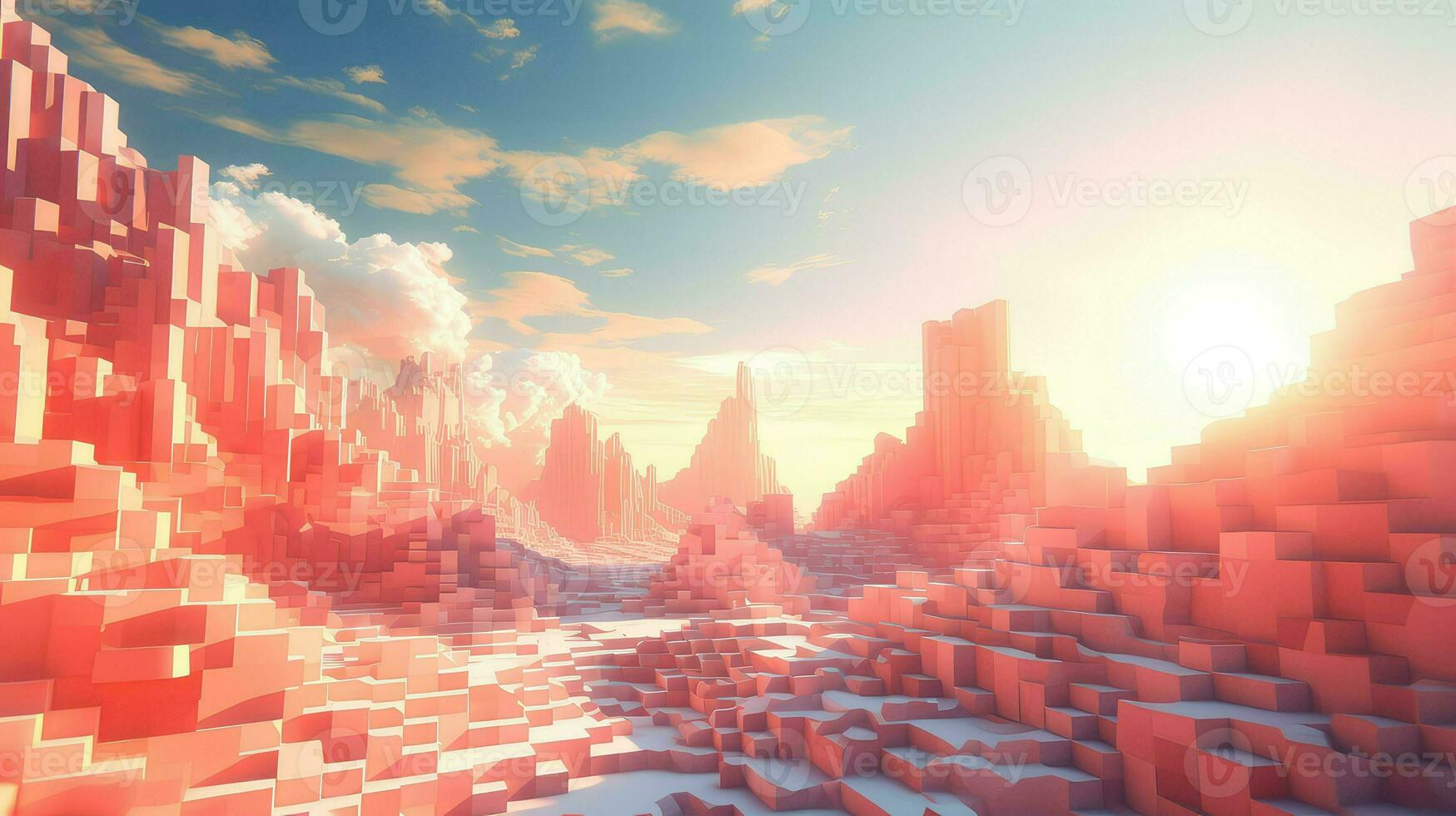 3d voxel superfície panorama ai gerado foto