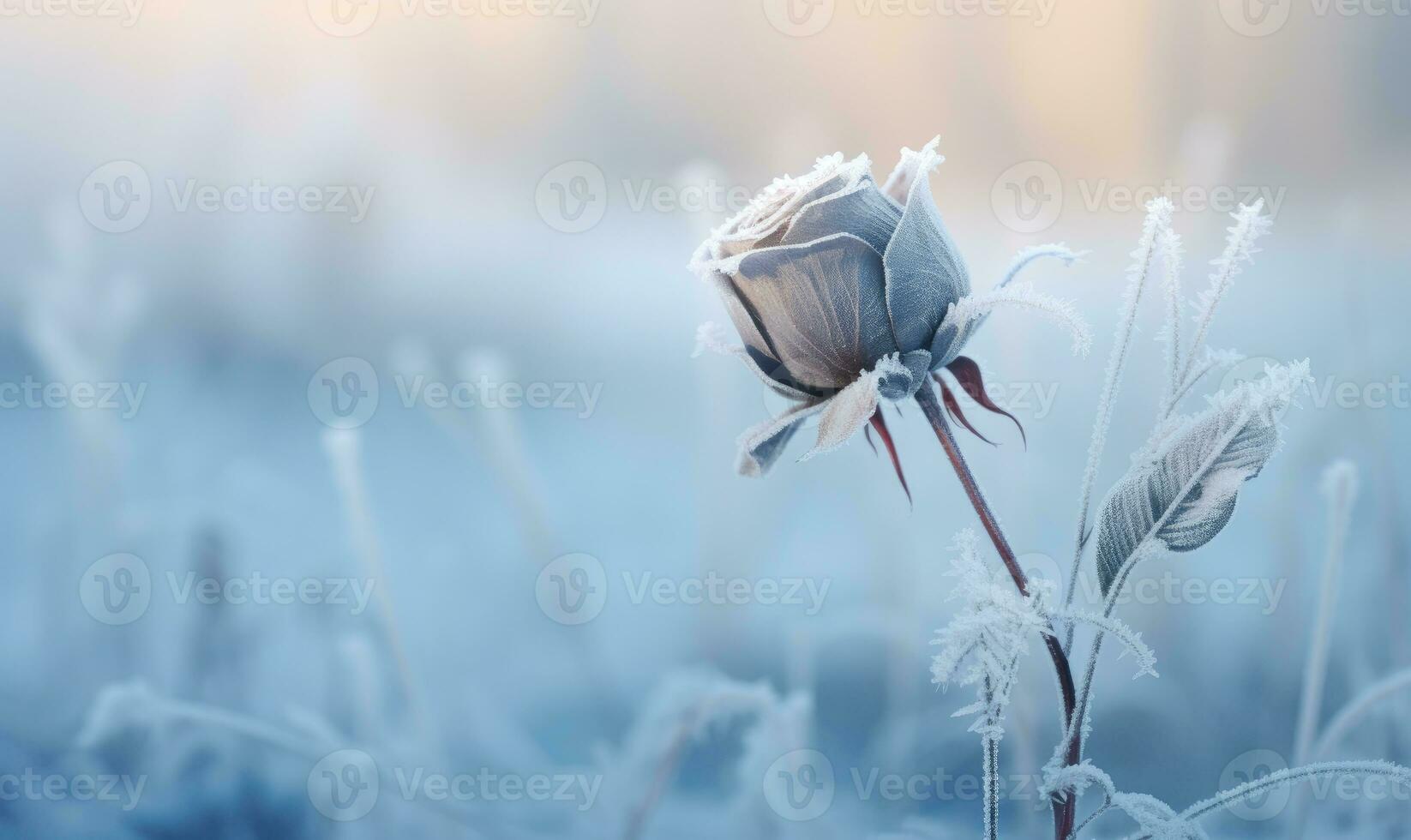ai generativo. congeladas branco rosas dentro uma gelado campo. criada com ai foto