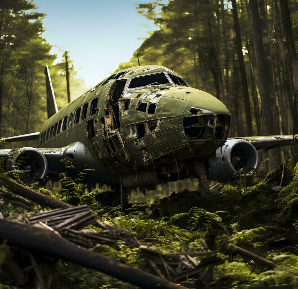 foto abandonado velho avião velho dentro a aberto ar ai gerado