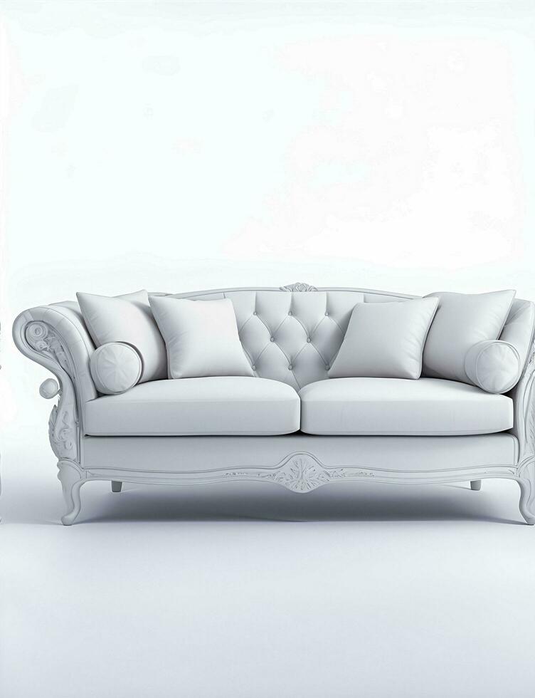 Alto qualidade elegante sofá em uma branco fundo generativo ai foto