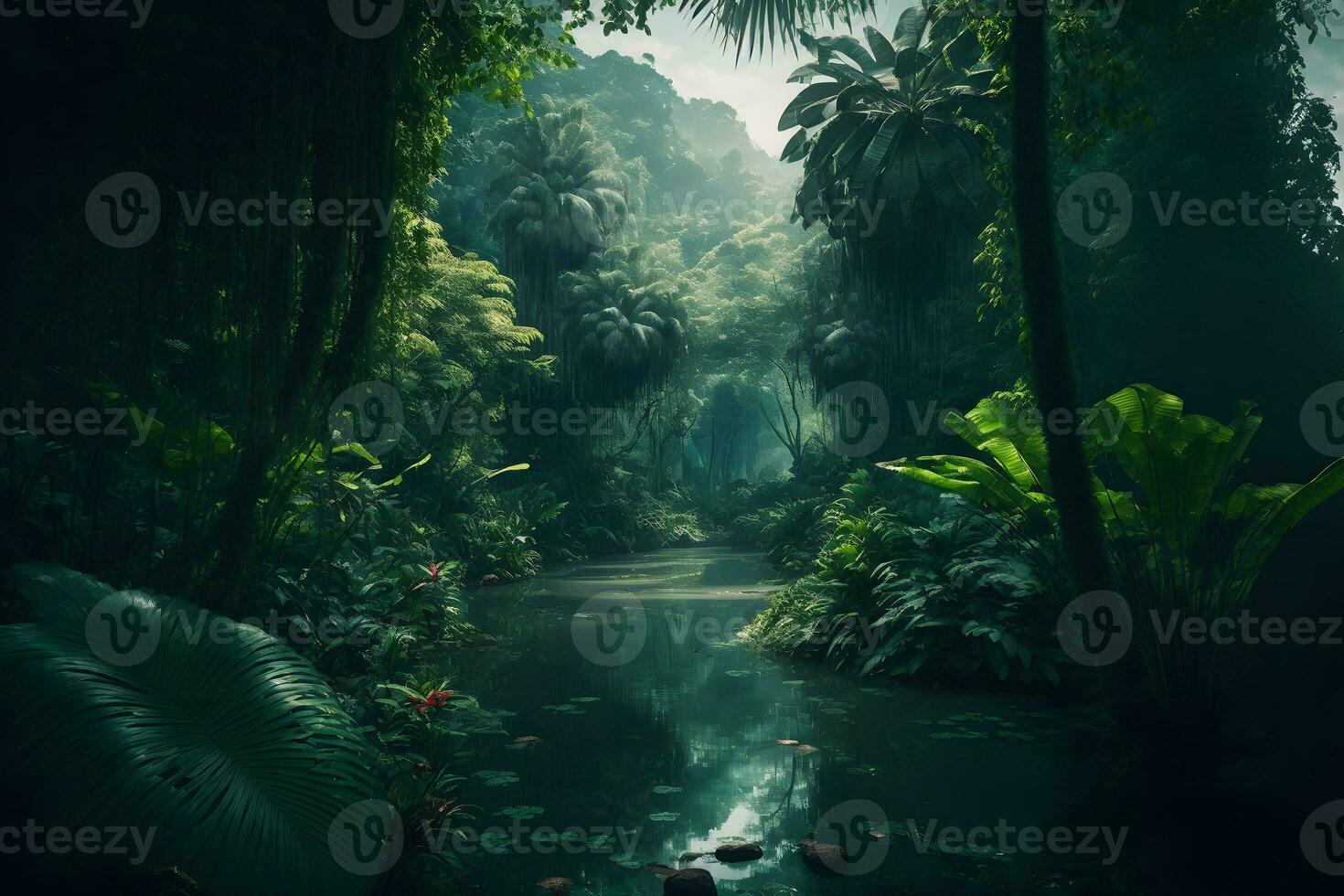 ásia tropical selva floresta tropical dentro dia. neural rede gerado arte foto