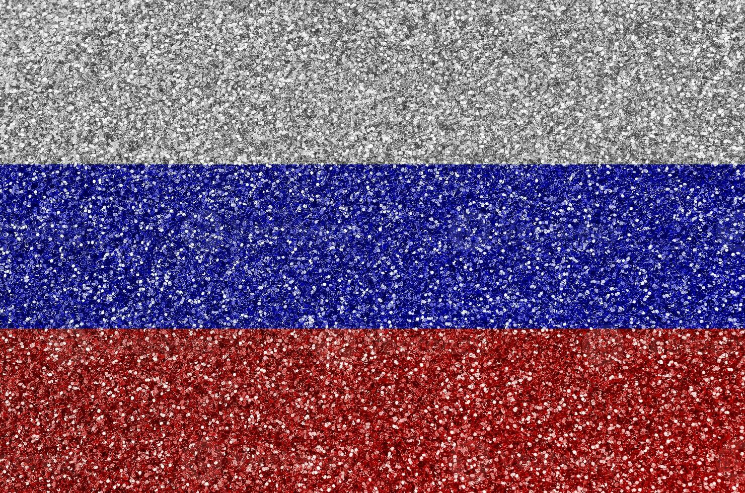 Rússia bandeira retratado em muitos pequeno brilhante lantejoulas. colorida festival fundo para festa foto