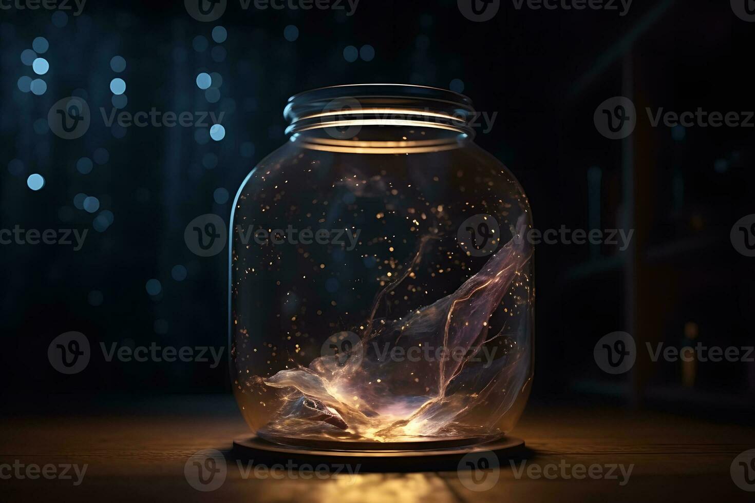 espaço dentro uma vidro jar. neural rede ai gerado foto