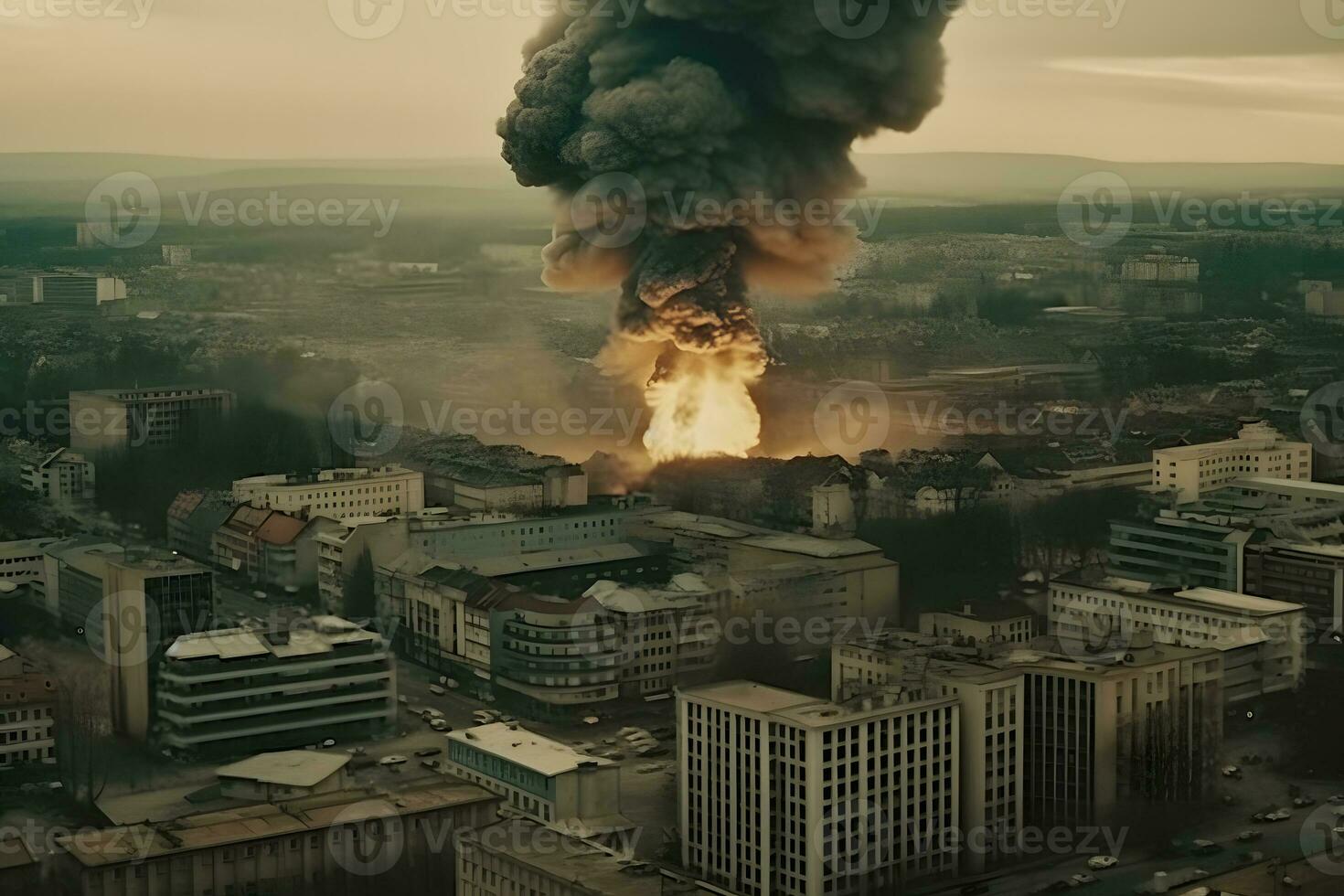 nuclear explosão dentro a cidade. neural rede ai gerado foto