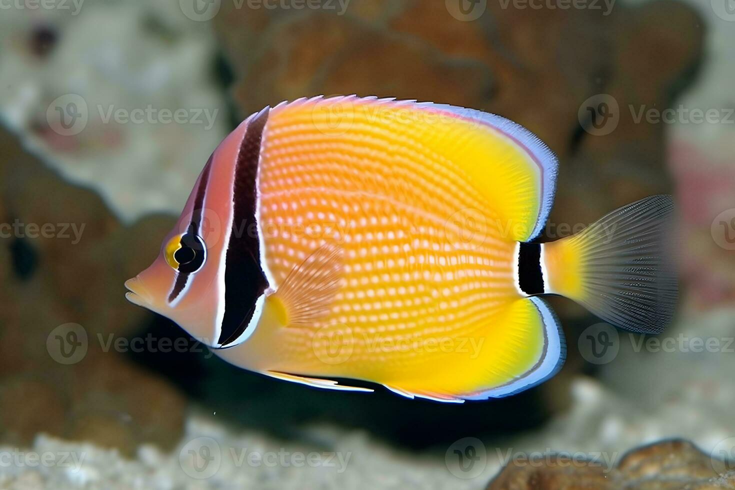 mar vida exótico tropical coral recife cobre borboleta peixe. neural rede ai gerado foto