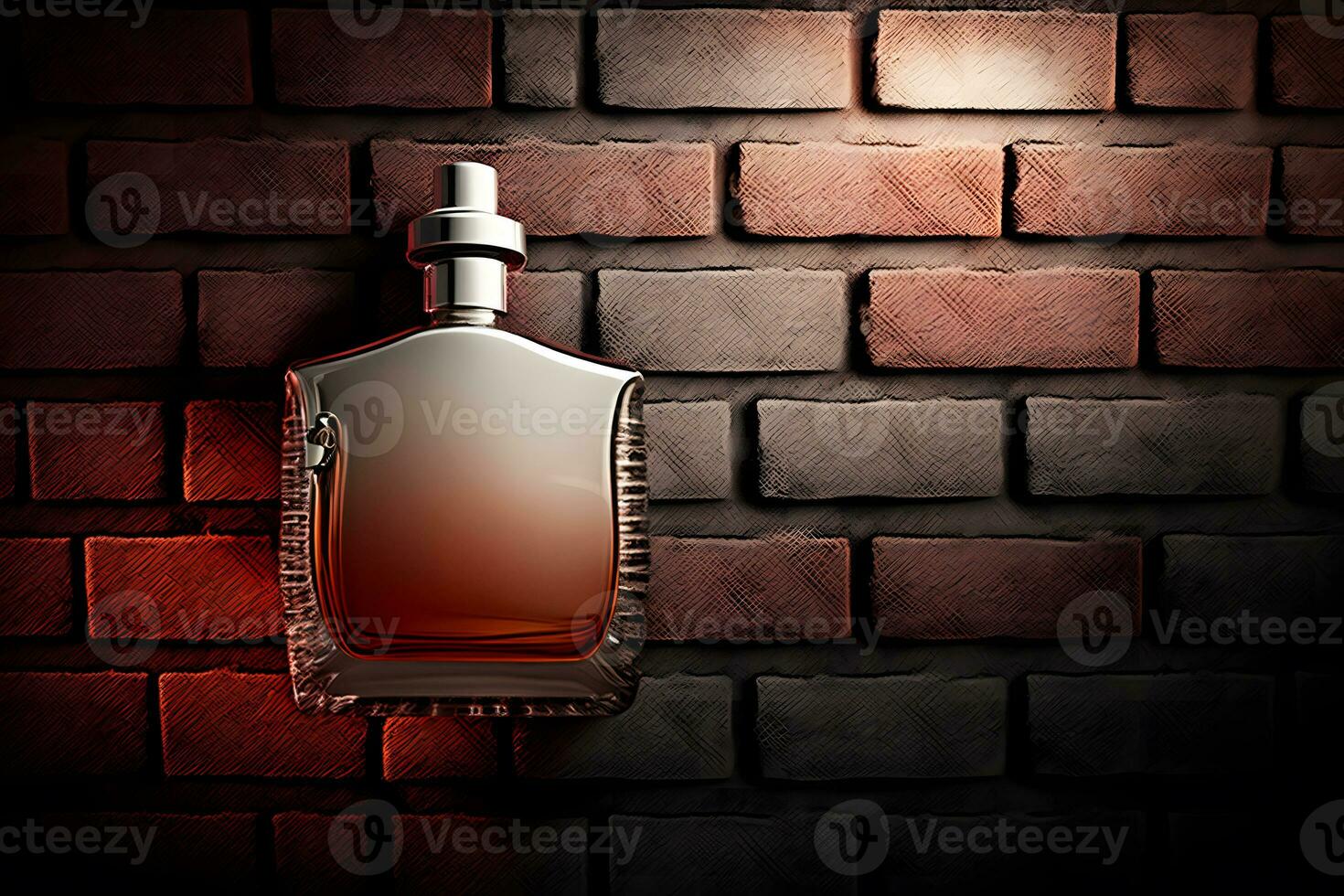 garrafa do masculino perfume em uma tijolo muro. neural rede gerado arte foto
