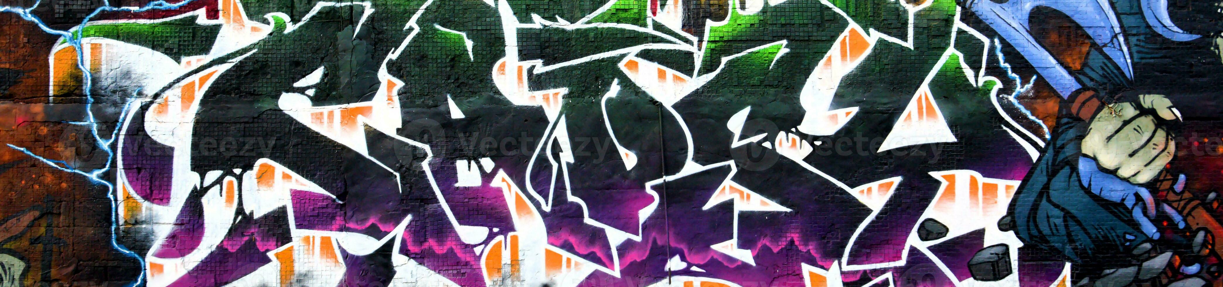 colorida fundo do grafite pintura obra de arte com brilhante aerossol tiras em metal parede foto