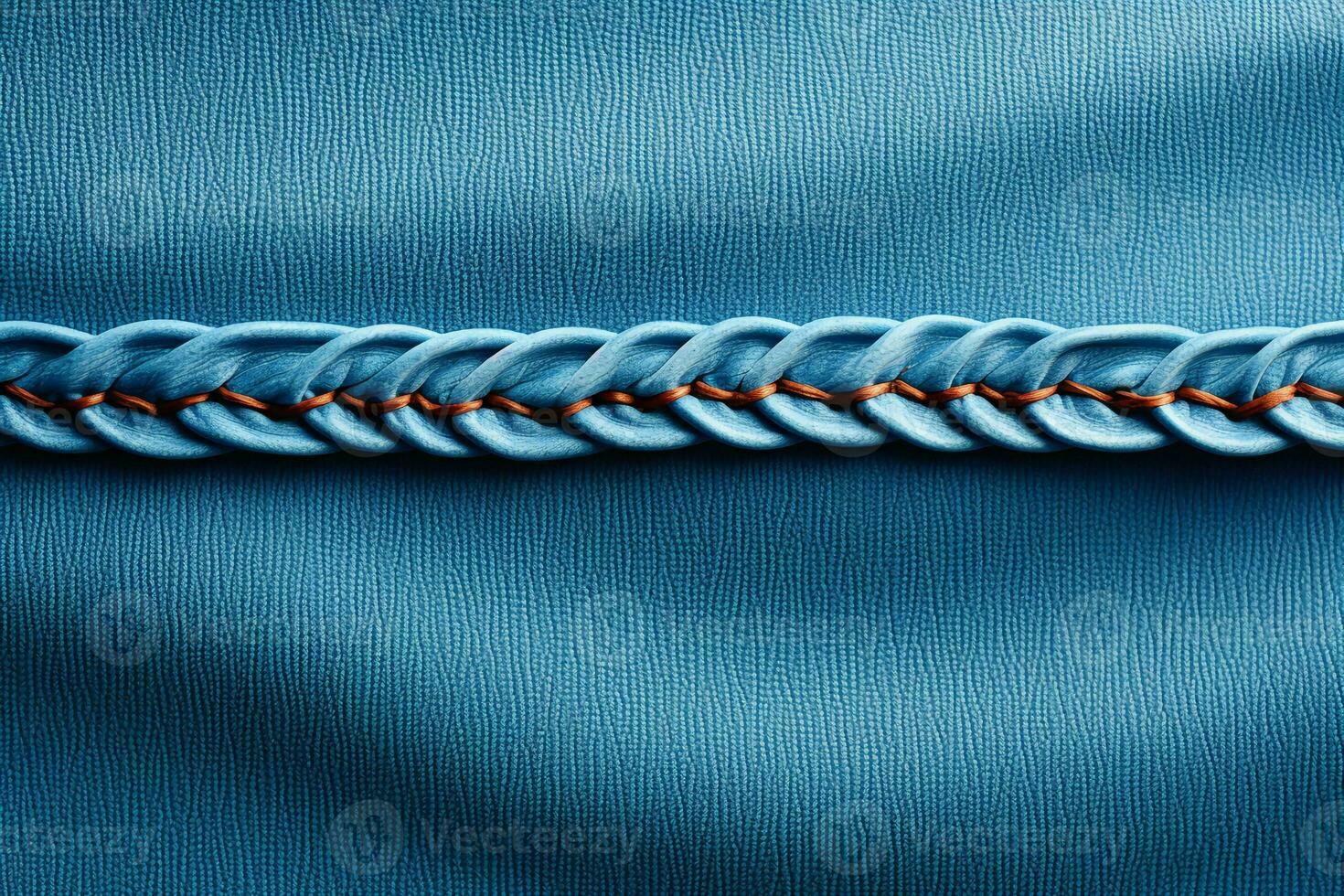 azul jeans fundo com uma costura. luz azul cor jeans jeans tecido textura. cópia de espaço para texto. ai generativo foto