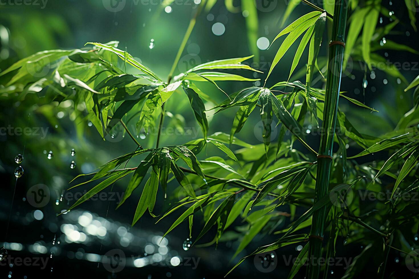 a verde bambu é balançando dentro a vento. ai generativo foto