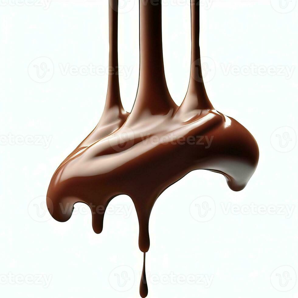 derramando chocolate gotejamento isolado em transparente ou branco fundo, png generativo ai foto