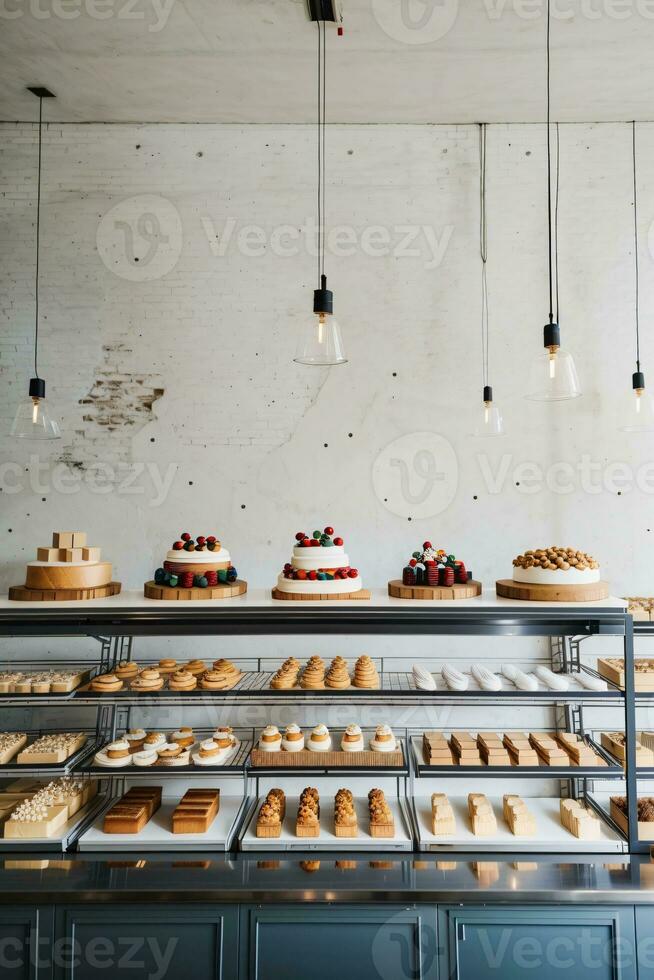 3d render pão cafeteria interior para vender pastelaria e bolo foto