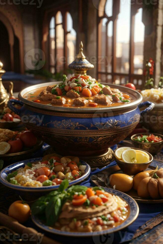 delicioso foto do árabe Comida banquete