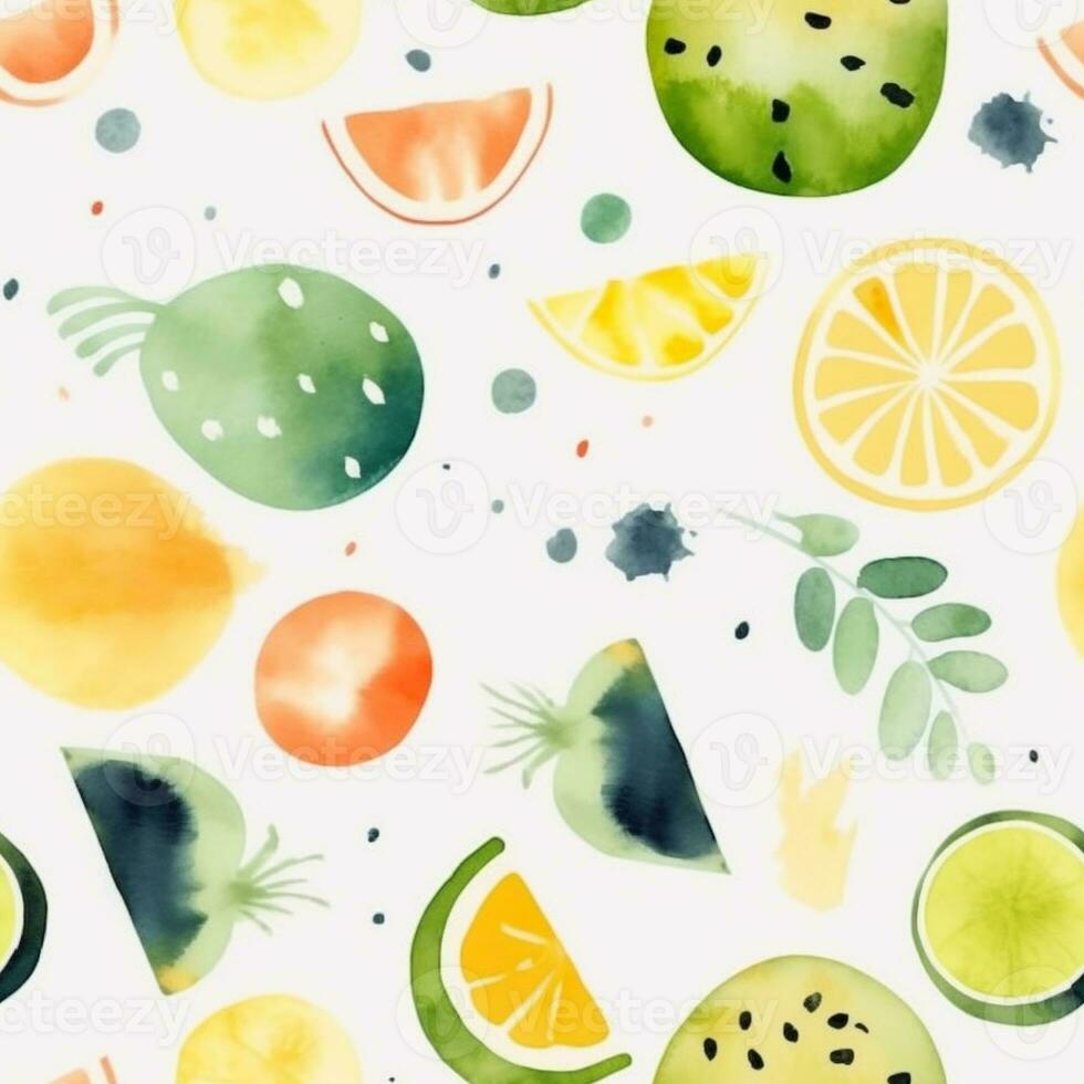 padrão de frutas tropicais em aquarela foto