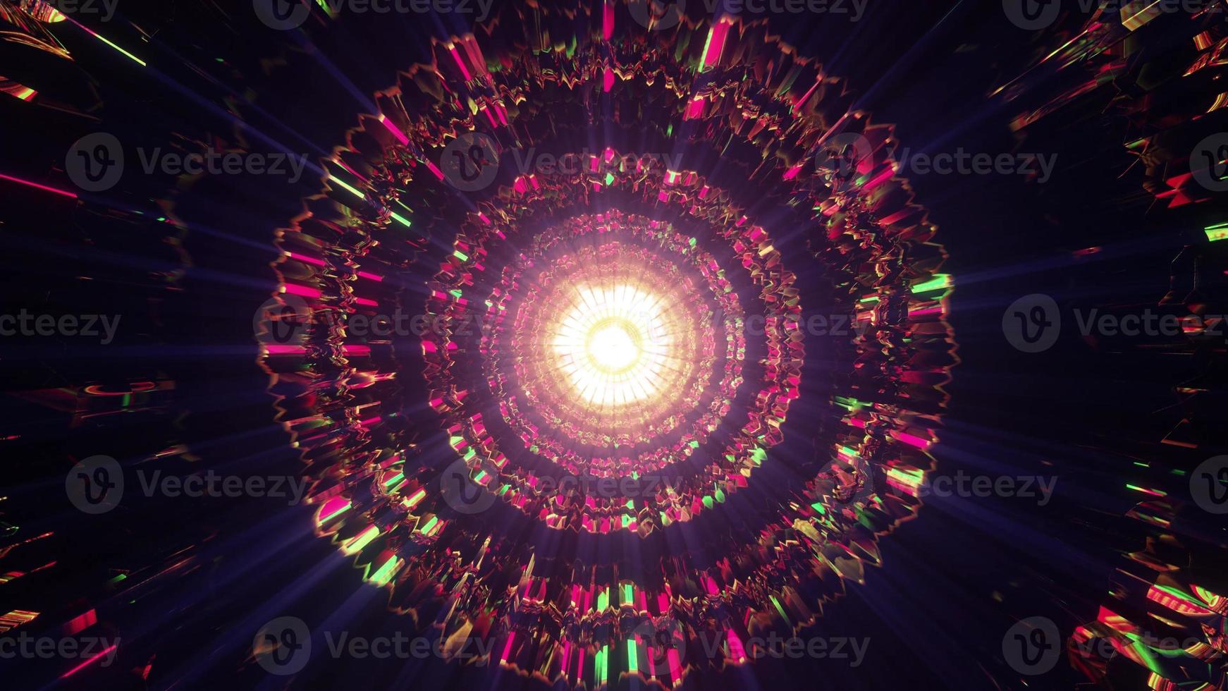 ilustração em 3D do túnel de cristal colorido 4k uhd foto