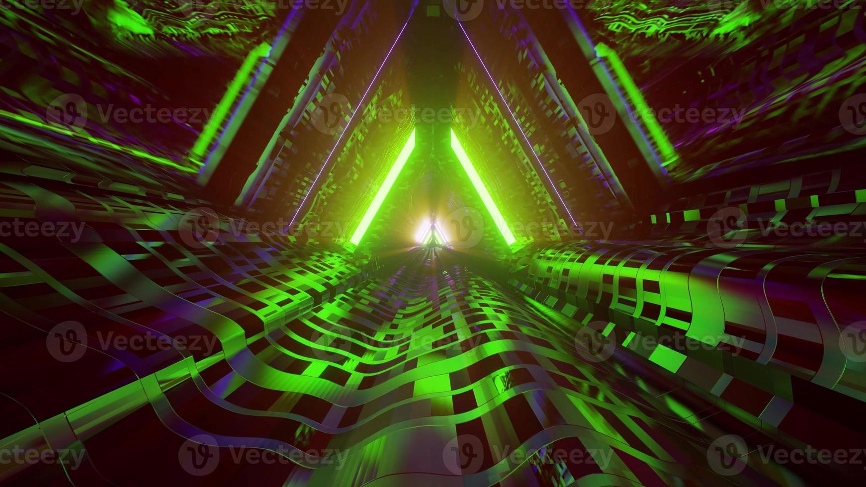 túnel geométrico sci fi com ilustração em neon 4k uhd 3d foto