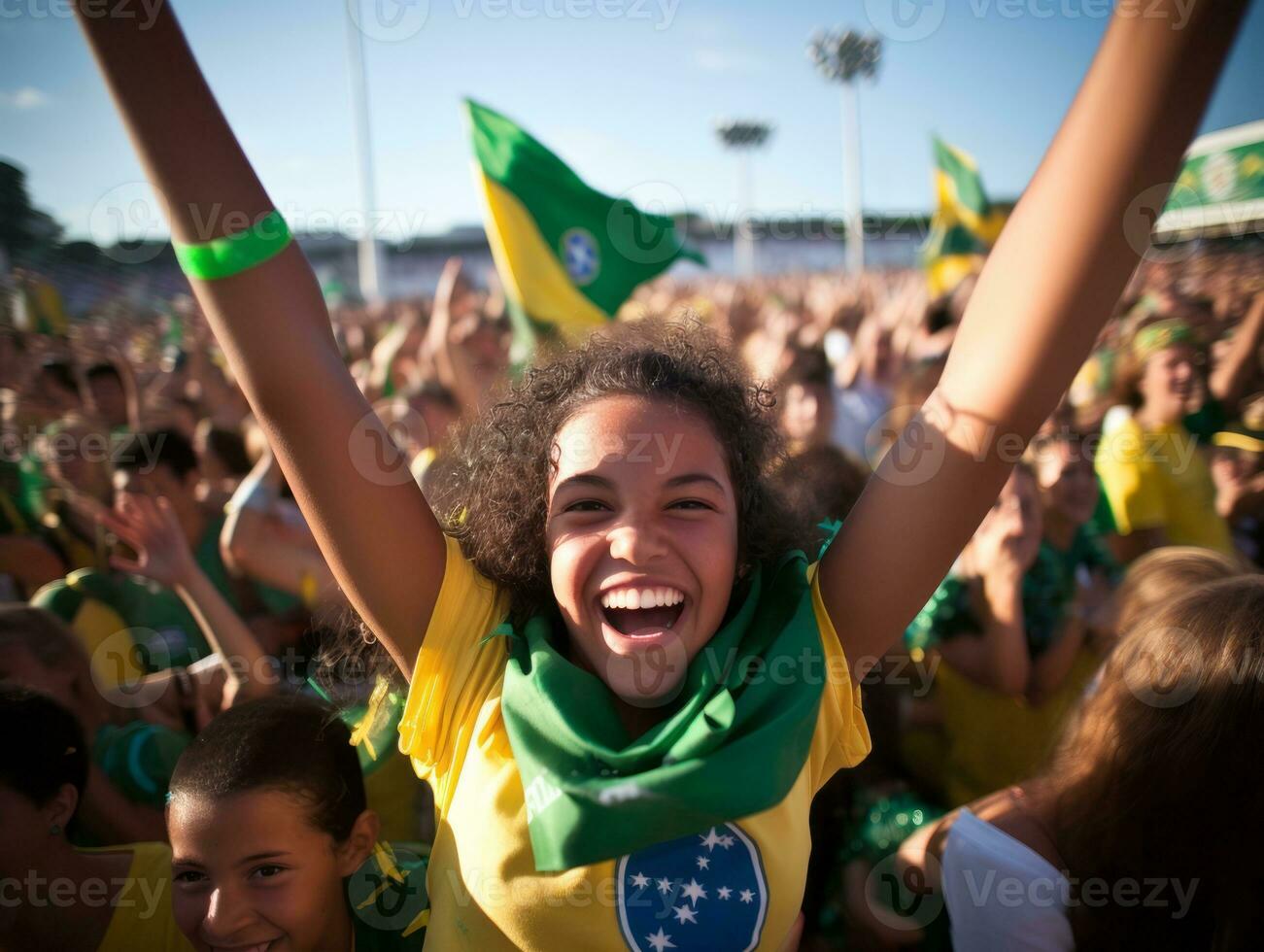 brasileiro criança comemora dele futebol equipes vitória ai generativo foto