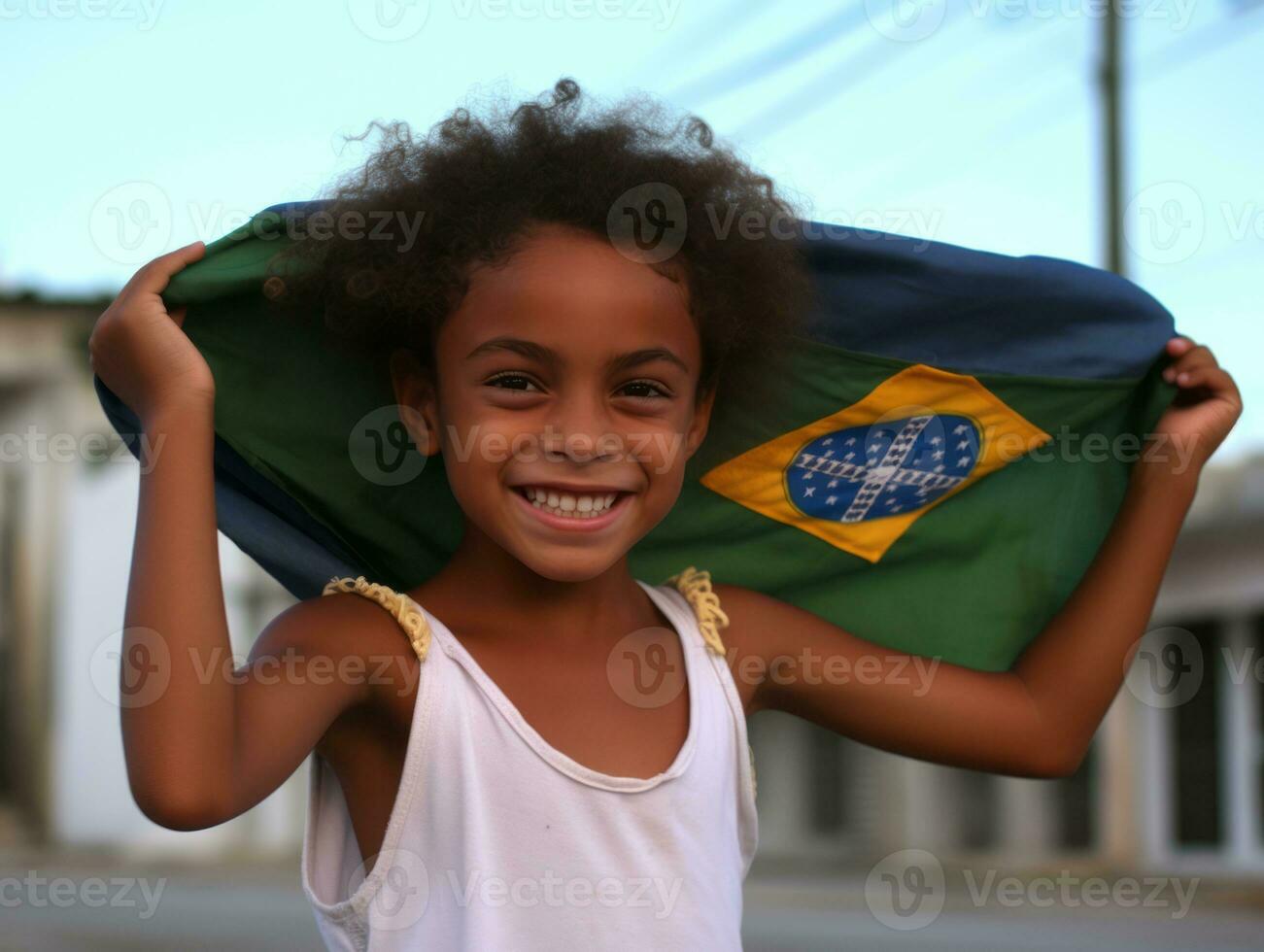 brasileiro criança comemora dele futebol equipes vitória ai generativo foto