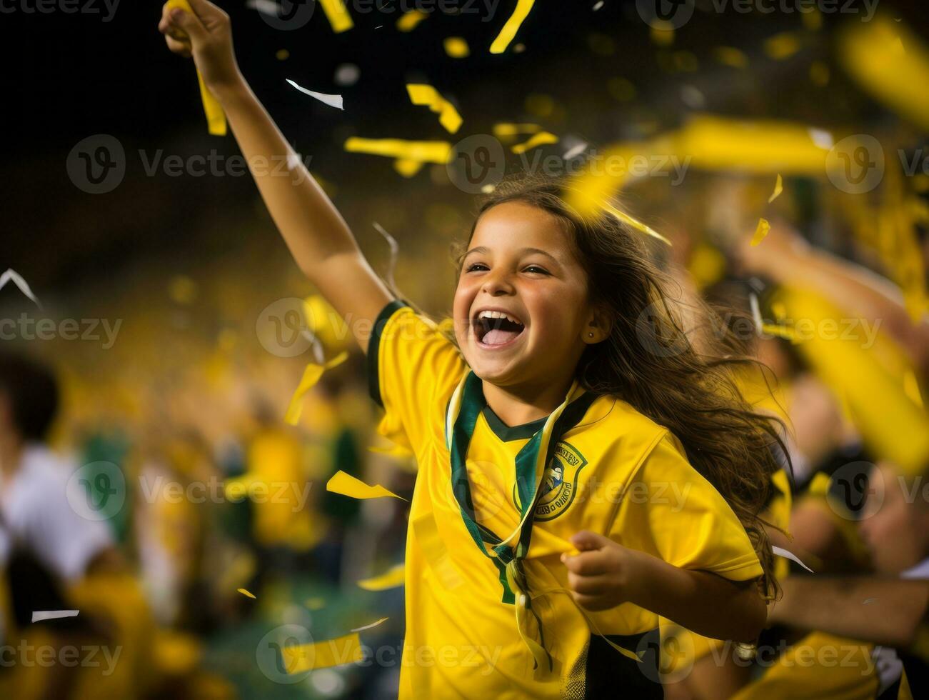 brasileiro criança comemora dele futebol equipes vitória ai generativo foto