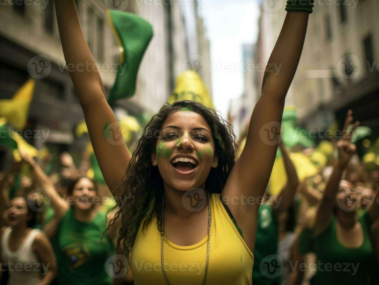 brasileiro mulher comemora dela futebol equipes vitória ai generativo foto