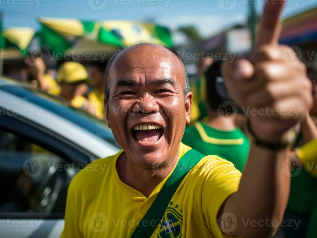 brasileiro homem comemora dele futebol equipes vitória ai generativo foto