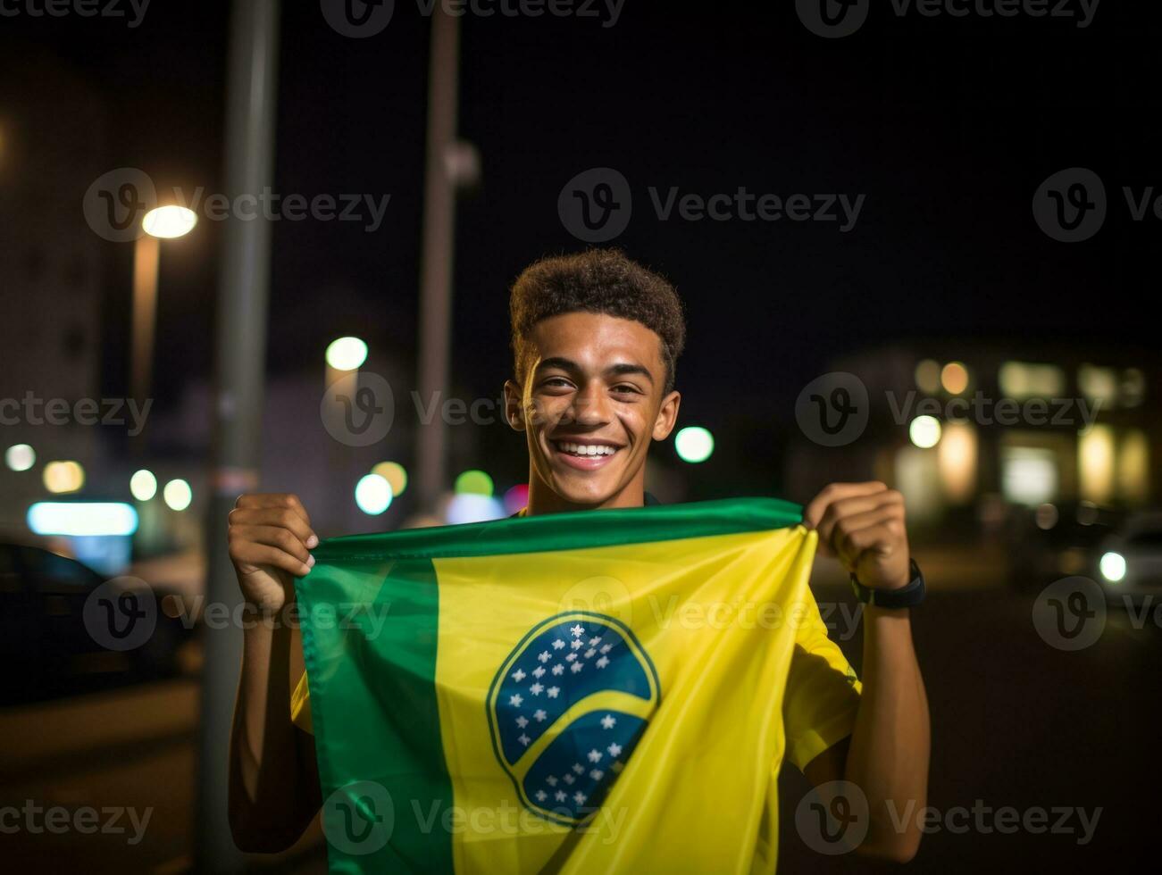 brasileiro homem comemora dele futebol equipes vitória ai generativo foto