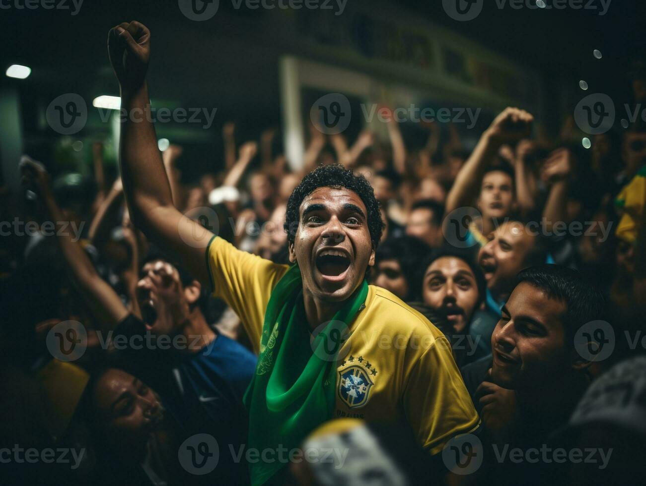 brasileiro homem comemora dele futebol equipes vitória ai generativo foto