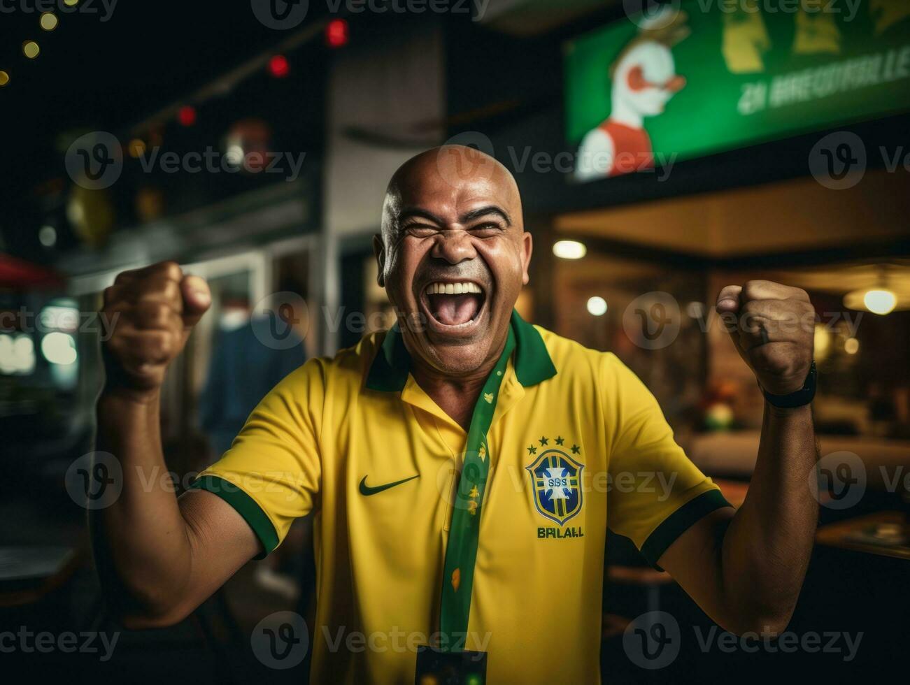 brasileiro homem comemora dele futebol equipes vitória ai generativo foto