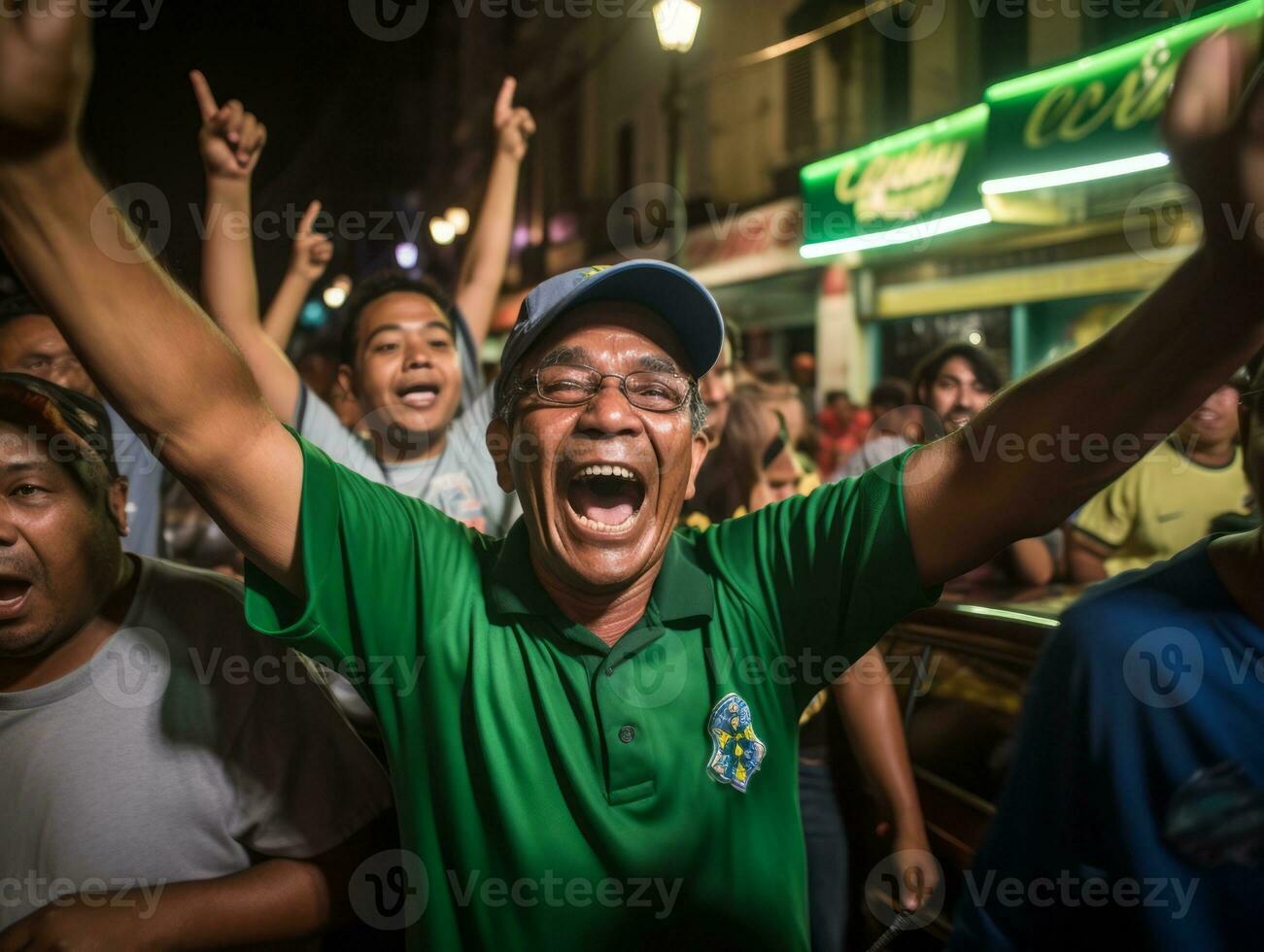 brasileiro homem comemora dele futebol equipes vitória ai generativo foto