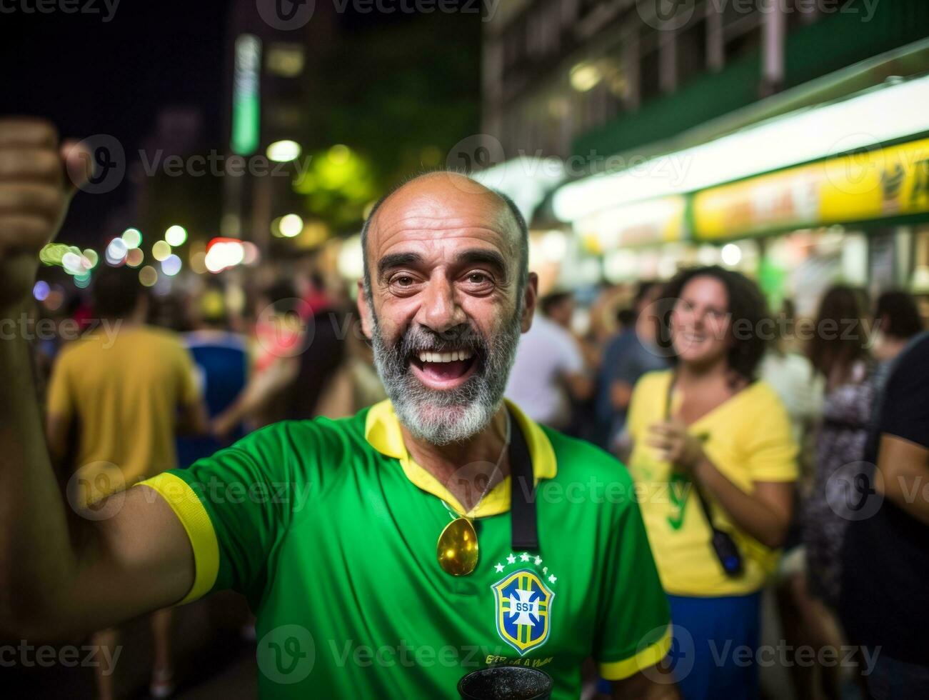 brasileiro homem comemora dele futebol equipes vitória ai generativo foto