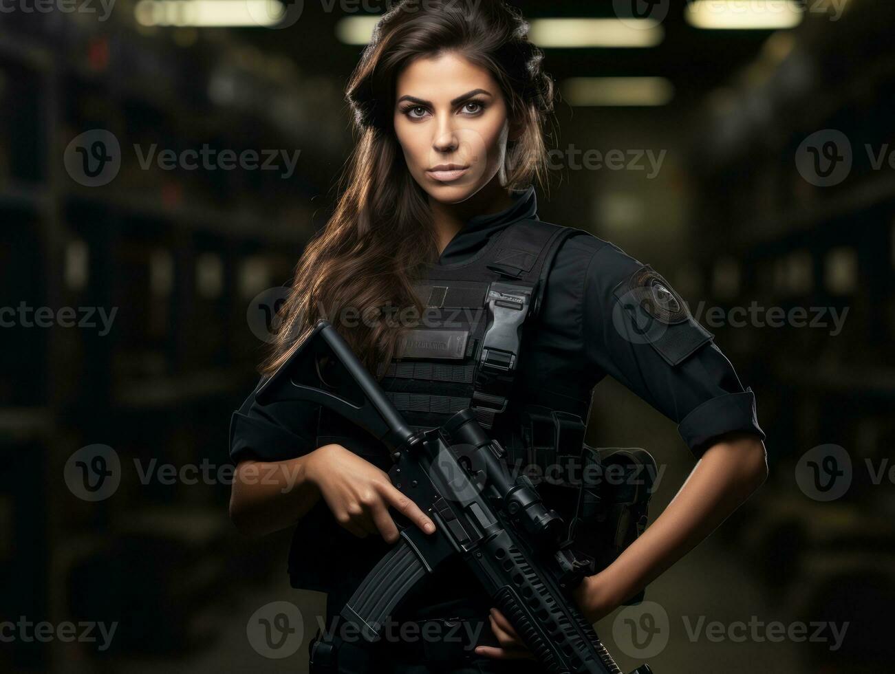 mulher serve Como uma dedicada e destemido soldado ai generativo foto