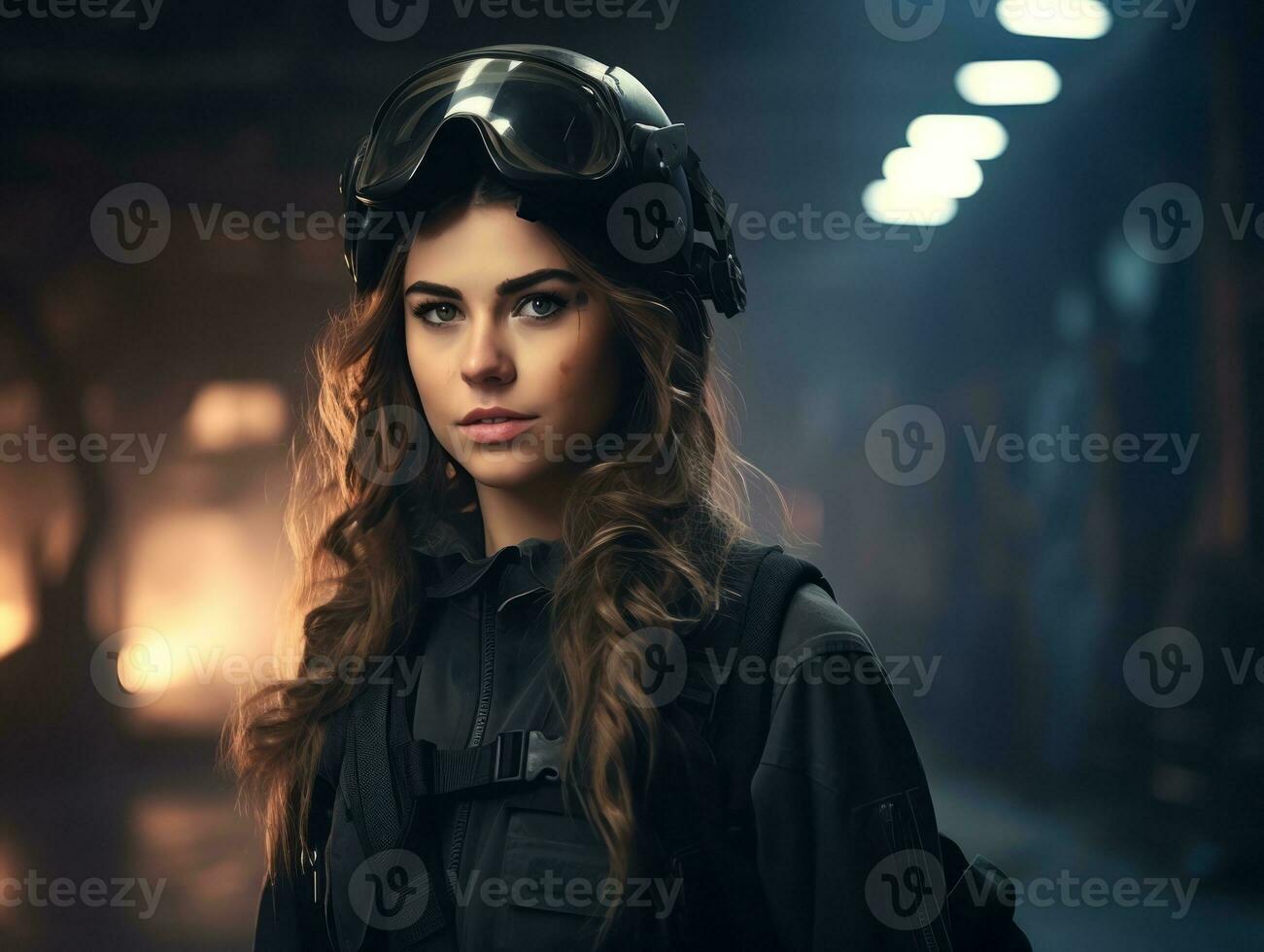 mulher serve Como uma dedicada e destemido soldado ai generativo foto